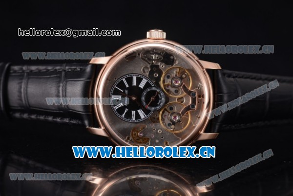 Audemars Piguet Jules Audemars Skeleton Tourbillon Asia ST25 Automatic Rose Gold Case Black Dial Roman Numeral Markers and Black Leather Strap - Click Image to Close